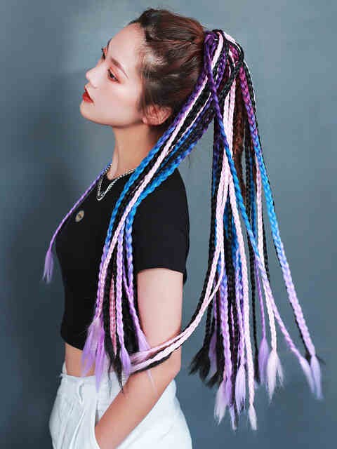 假发辫子麻花长辫脏脏辫编发绳嘻哈彩色假发条女机车夜店接发成y7