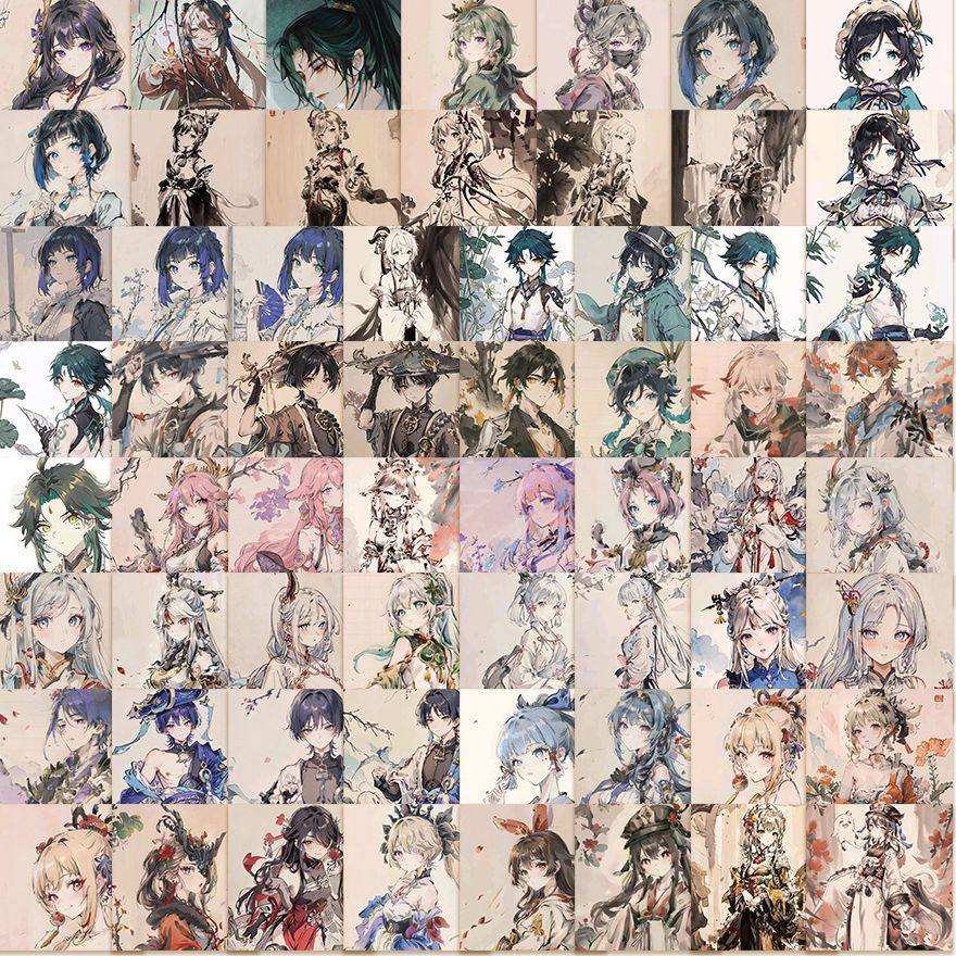 124张国潮水墨风原神贴纸ins风人物周边手账素材装饰不干胶贴画,文具电教/文化用品/商务用品,贴纸/立体贴纸,淘宝优惠券,粉丝福利购,淘宝优惠卷