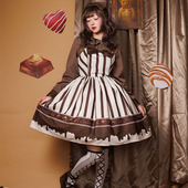axesfemme夹心巧克力板系列印花甜美lolita吊带连衣裙LD341X14C