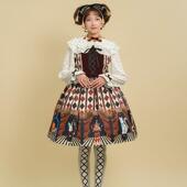 axesfemme kawaii马戏团菱格印花lolita少女吊带连衣裙LD341X29S