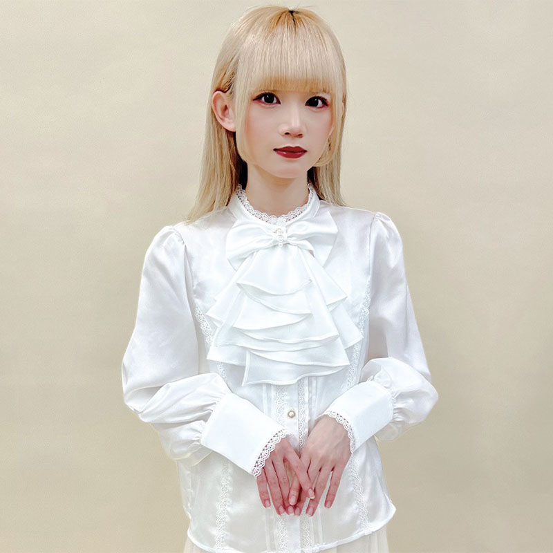 axesfemme立体钉珠胸针衬衫