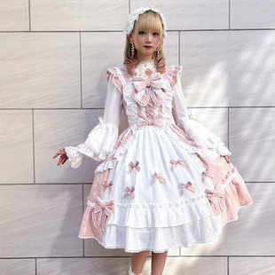 axesfemme日系华丽璀璨玫瑰蕾丝荷叶边lolita吊带裙LD341X11C