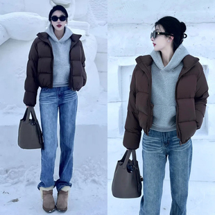 灰色短款连帽卫衣女款加厚内搭春秋季小个子加绒上衣2025新款爆款