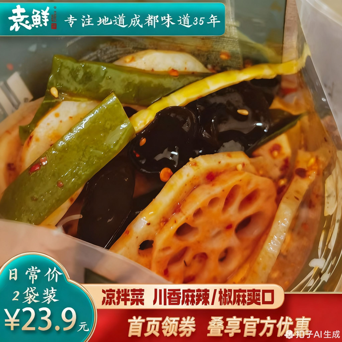 袁鲜凉拌菜钵钵鸡红油味即食速食