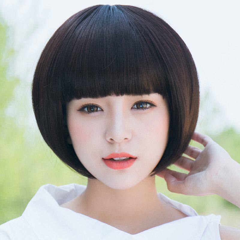 假发女短发bobo波波头 短直发蘑菇头齐刘海 内扣圆脸蓬松自然逼真