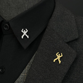 金劲霸西服小胸针男高级感礼服金色领针扣定制高档标志徽章别针扣
