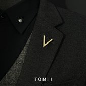 简约字母V胸针隐形防走光扣固定衣服复古大小别针男西装 胸花配饰