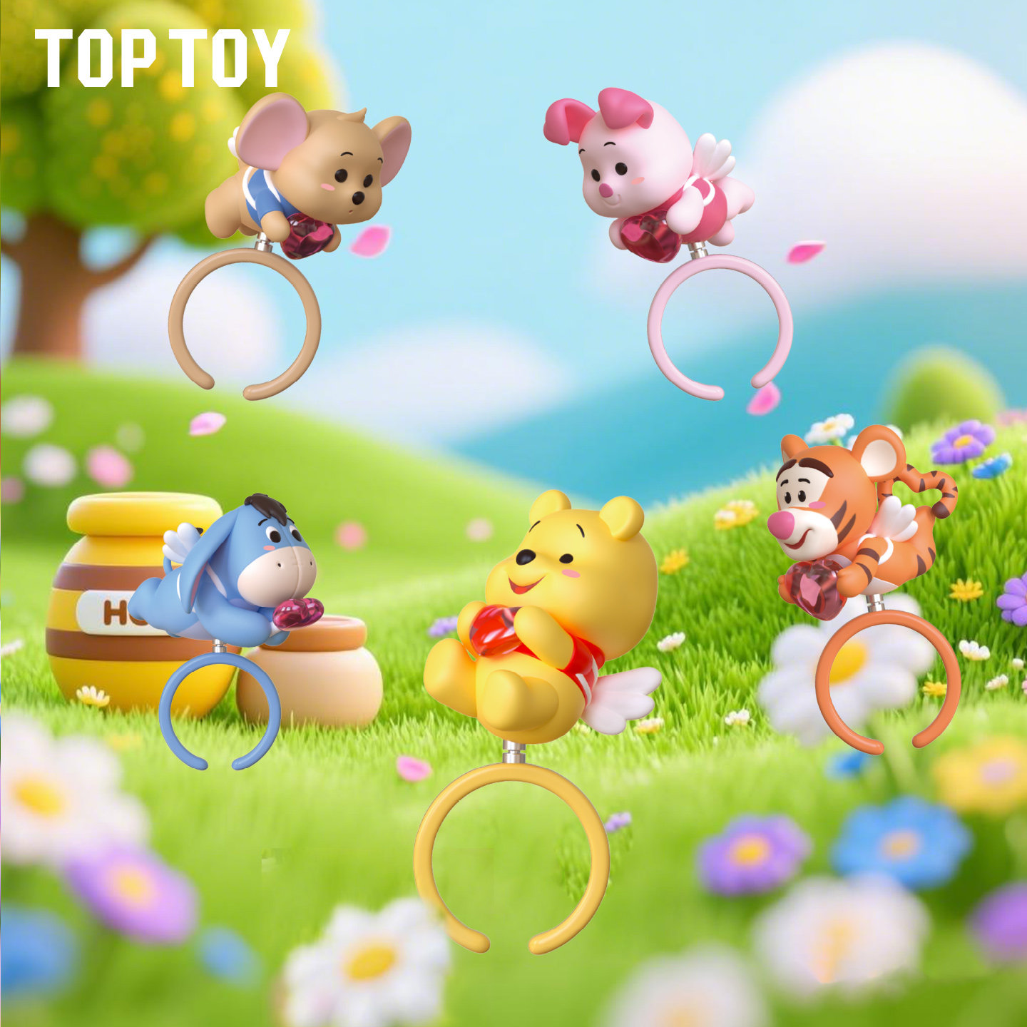 TOPTOY小熊维尼森林小天使系列转戒盲盒迪士尼潮玩周边礼物情人节