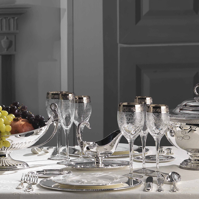 安妮女王 水晶杯葡萄酒杯家用聚会高脚杯王室白金边香槟杯