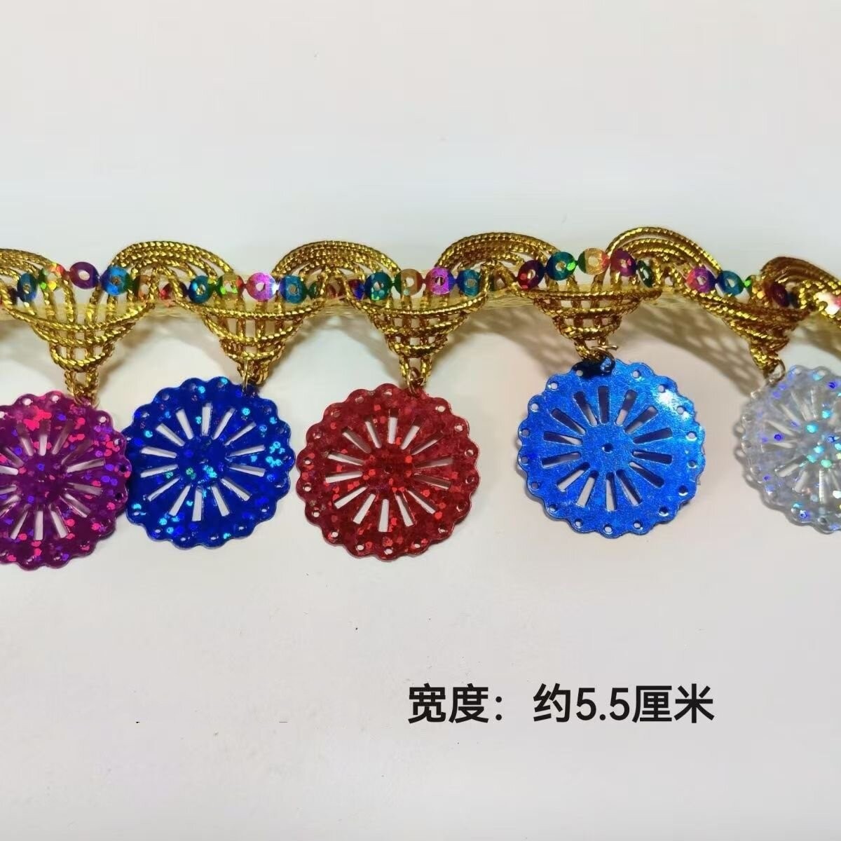 花边民族服饰帽子配饰七彩折纸花边彩色配件贴饰装饰节日装扮装饰