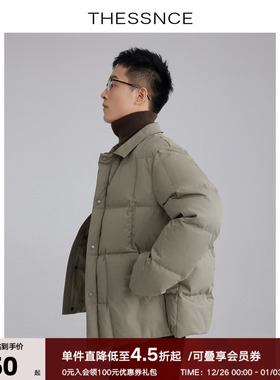 THESSNCE 阳离子双色纺羊毛质感 鸭绒翻领羽绒服男冬
