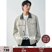 水洗牛仔拼接撞色皮领早春夹克外套男士 复古巴恩风 重磅做旧工装