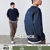 THESSNCE免水洗针梭拼接弹力牛仔风格 秋冬卫衣 休闲宽松套头男士