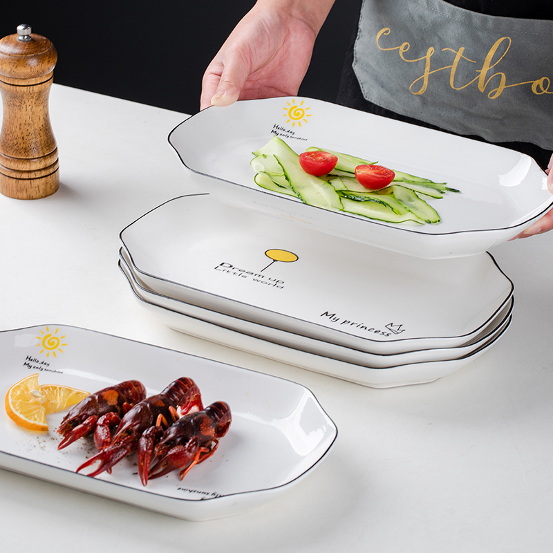 北欧风网红新款陶瓷碟子大号鱼盘