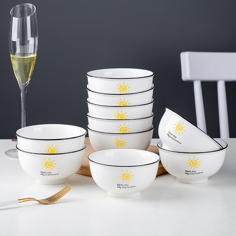 10个装家用陶瓷米饭碗单个