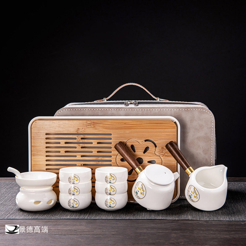 景德羊脂玉瓷茶具套装
