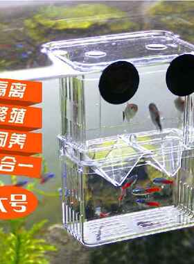 孔雀鱼孵化盒双层自浮式孵化器 幼鱼繁殖亚克力隔离盒斗鱼盒 大号