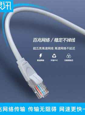 禄讯 纯铜超五类非屏蔽成品网线cat5e网络跳线电脑路由器RJ45接口