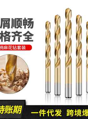 圆柄镀钛麻花钻头高速钢开孔直柄麻花钻合金冲击钻开孔器木工钻头