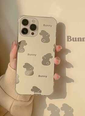 原创镜面兔iPhone15苹果手机壳13创意12代发X/8适用14pro max套11