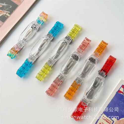 适用于小米智能手环87代表带6/5/4/3NFC通用轻便彩色透明PC腕带