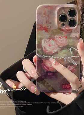 油画风iphone14手机壳12适用13苹果手机壳15pro max菲林8复古11华