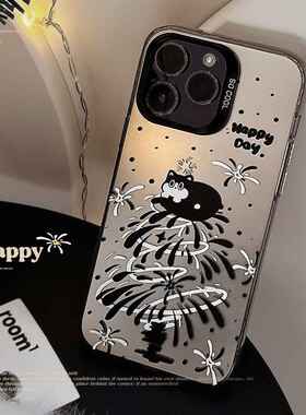 适用iphone14Promax烟花圣诞树15手机壳12苹果13高级感11创意14硬