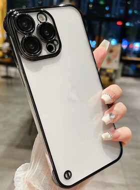 适用iphone14电镀无边框14pro手机壳13简约12高级感13pro max代发