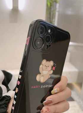 侧边小熊iphone15手机壳13promax硅胶11原创XR苹果12适用8p彩绘14