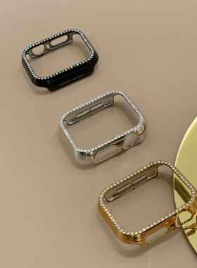 适用于苹果表带iwatch1/2/3/4/5/6/7/8钻壳PC保护壳半包防磕碰