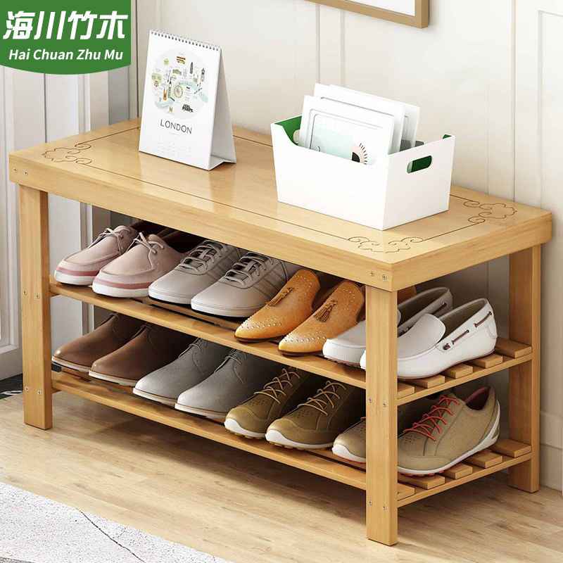 换鞋凳家用门口入户简易鞋架卧室出租房实用多层经济型实木置物架