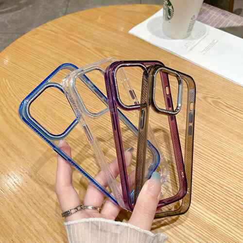金钻镜头PC壳适用iPhone15手机壳14Pro高透tpu软边创意保护套13硬