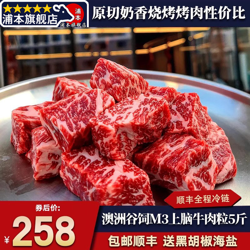 包邮5斤澳洲m3上脑雪花牛肉粒