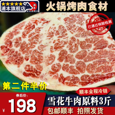 秒发包邮进口3斤雪花牛肉原料