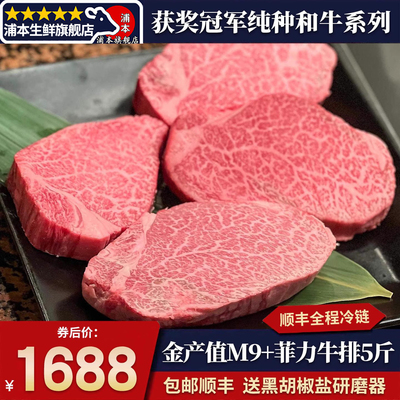 包邮5斤澳洲金产值m9+菲力牛排奶香原切安格斯雪花牛肉清真牛里脊