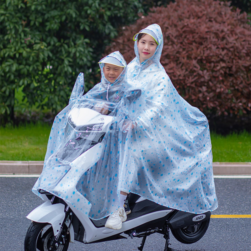 电动车雨衣母子双人亲子带孩子女图片