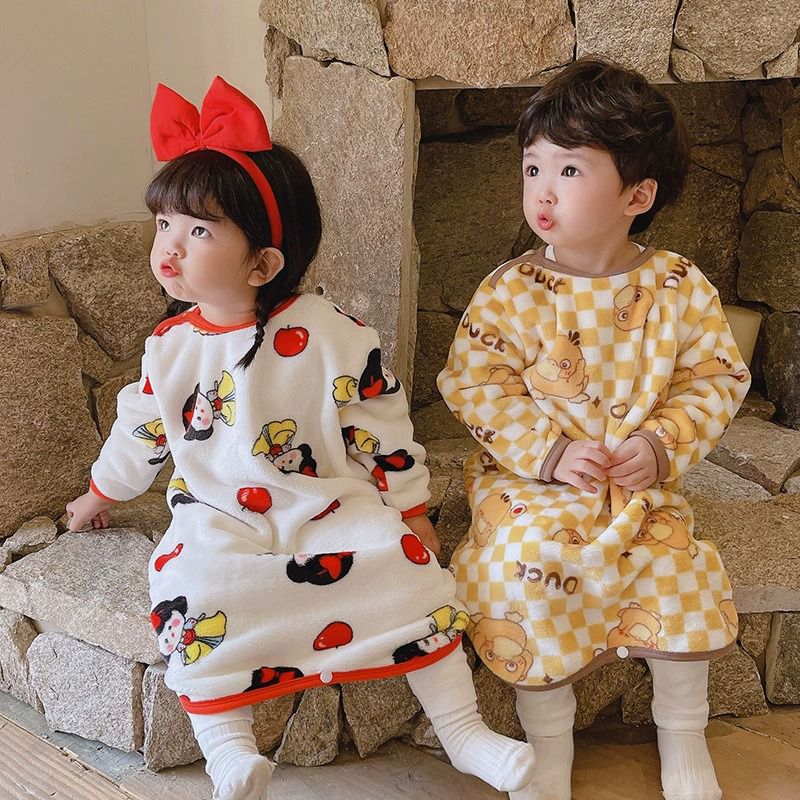 秋冬男女童法兰绒保暖连体睡袋