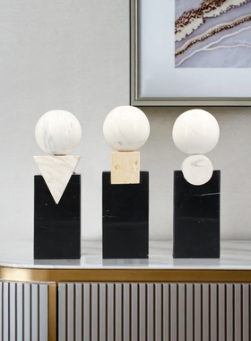 新中式风会所软装大理石艺术品