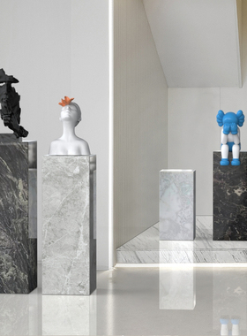 天然大理石艺术风酒店会所雕塑台