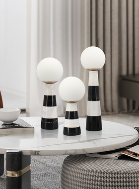 黑白大理石条纹轻奢风客厅装饰品