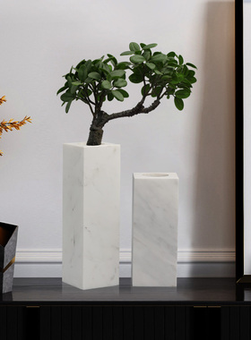 大理石纹花瓶新中式风软装饰品