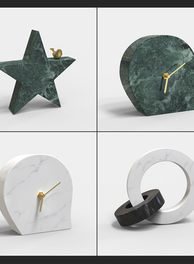 轻奢风高档金属大理石时钟摆件