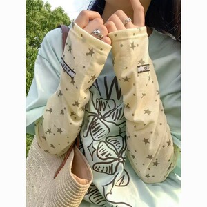 韩系星星波点冰丝防晒袖套夏季薄款冰袖防紫外线宽松遮阳骑行套袖