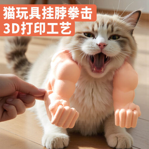 猫咪肌肉手臂逗猫拳击挂脖玩具
