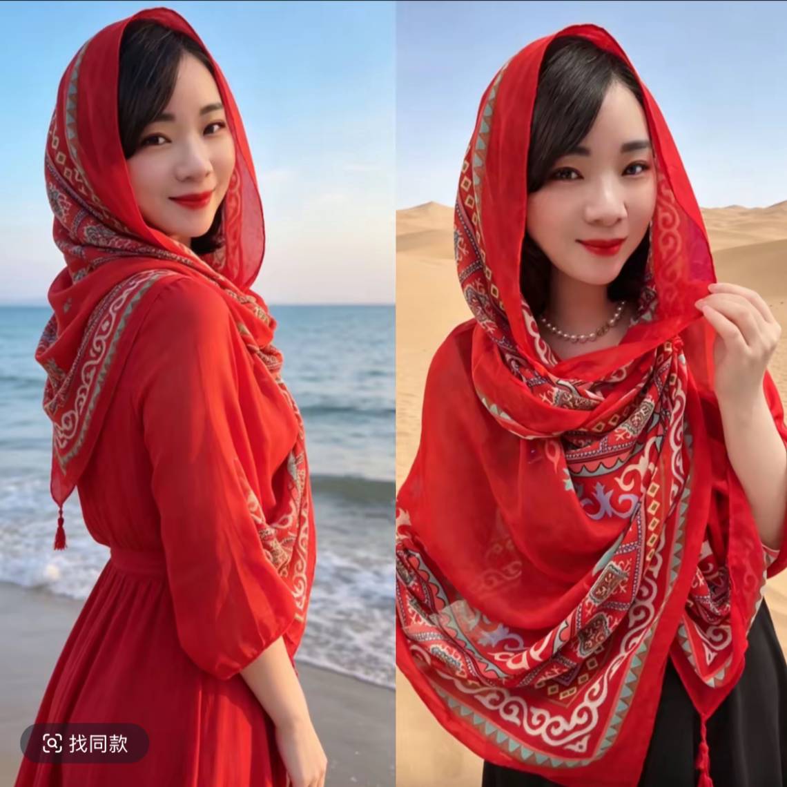 夏季民族风盘扣防晒丝巾|新疆
