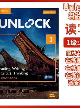 正版剑桥Unlock 第二版 1级 reading,writing & Critical Thinking阅读写作与批判思维学生书+账号 在线音频视频&Classroom App A1