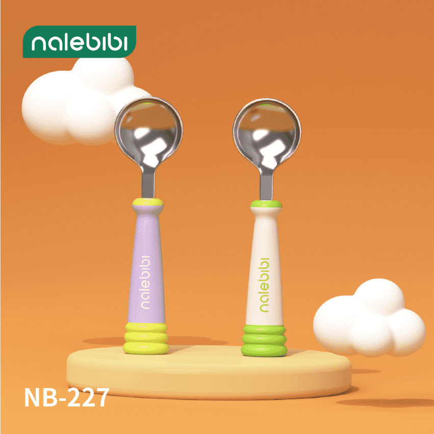 那乐比比不锈钢勺婴儿训练勺