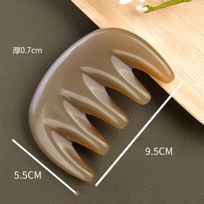 梳子牛角梳白水牛角按摩器头部按摩梳刮痧经络精品五齿梳