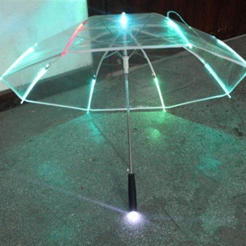 创意发光雨伞全纤维骨架LED发光雨伞手电筒伞
