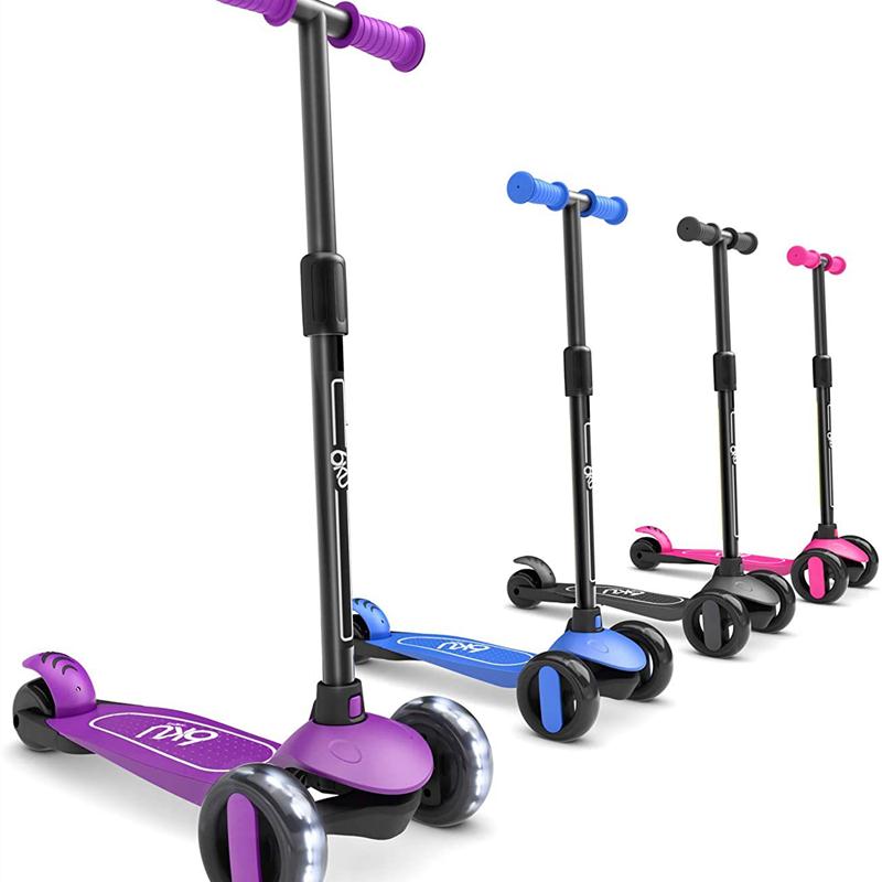 热销铝合金尼龙可拆一字发光轮轮安全坚固儿童脚踏滑板车溜溜车